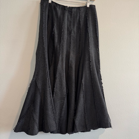 Lena Gabrielle Elegant Black Midi Skirt Pleated Swing Fringe Boho Lagenlook 10 - Picture 2 of 9